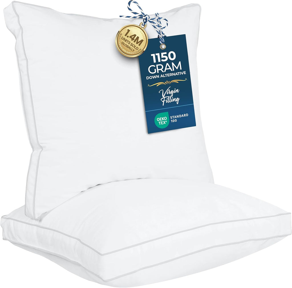 Utopia Bedding Bed Pillows - Soft & Fluffy Down Alternative, European Size, Set of 2 | Cooling Gusseted Design