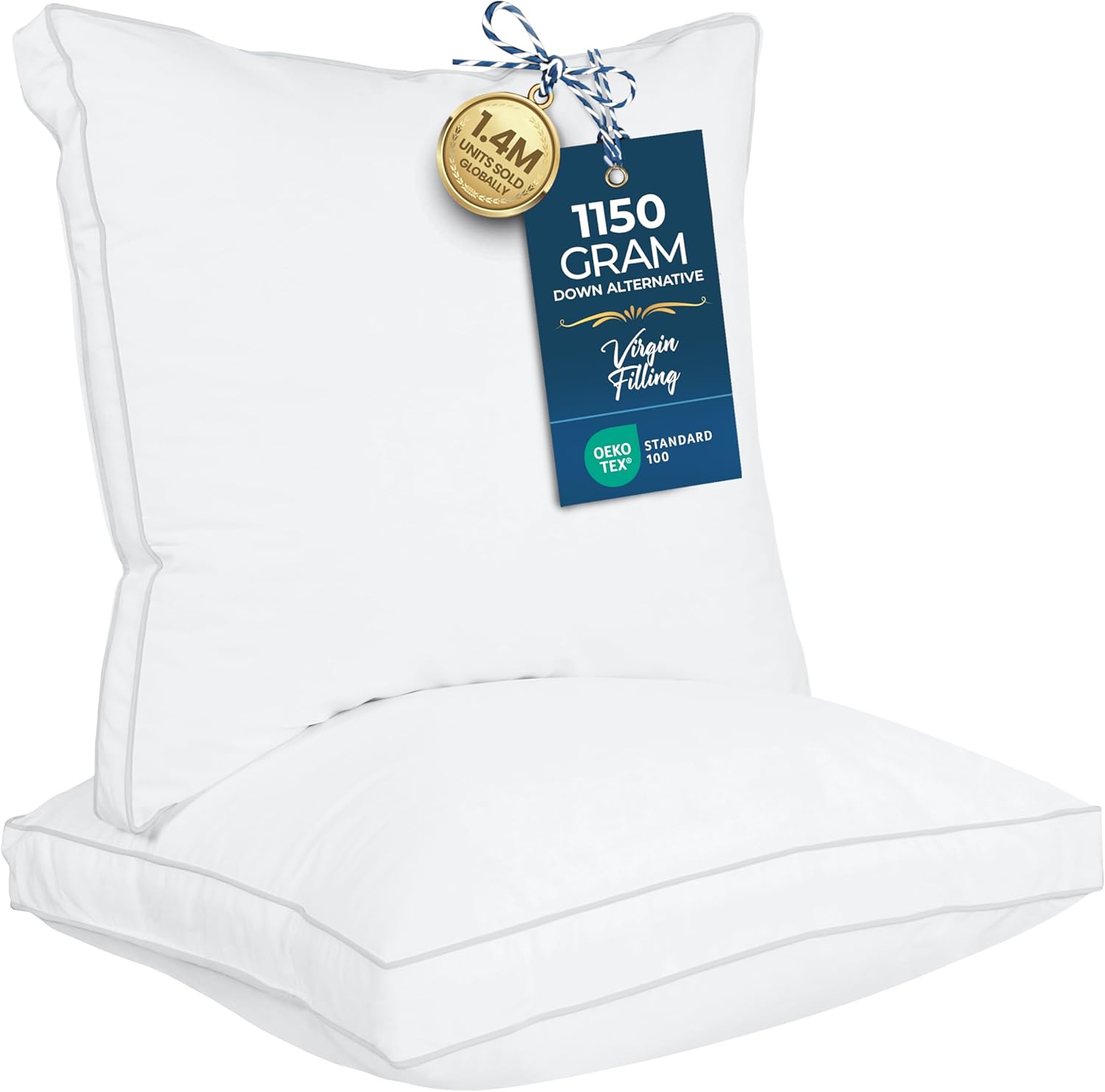 Utopia Bedding Bed Pillows - Soft & Fluffy Down Alternative, European Size, Set of 2 | Cooling Gusseted Design