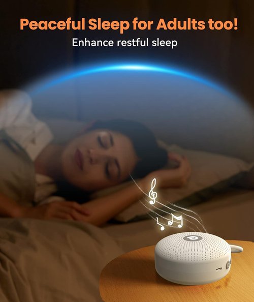 Dreamegg Portable Noise Machine - 21 Soothing Sounds & Powerful Battery for Sleep | Classic White