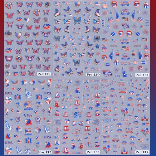 5D Embossed 4th of July Nail Stickers Patriotic Independence Day Decals