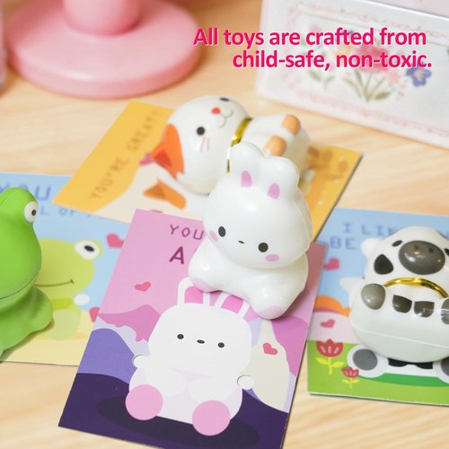 Valentines Day Gifts for Kids, 24 Packs Valentines Cards with Animal Squishy Toys, Valentine Exchange Gifts for Classroom School Party Favor, Valentine's Cards for Kids Toddlers Boys Girls