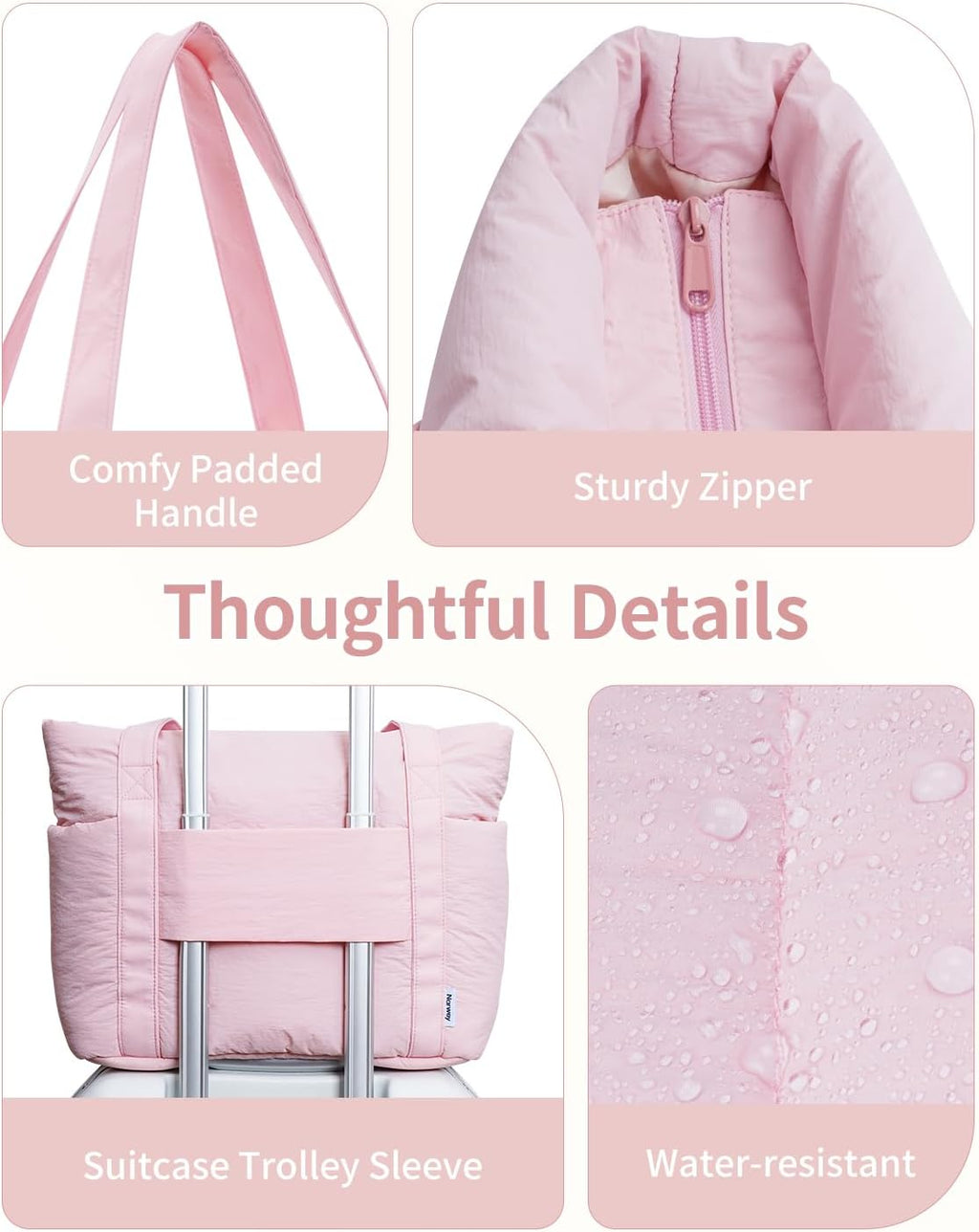 Narwey Puffer Tote Bag - Stylish Work Tote with Laptop Compartment | Perfect for Travel & Daily Use