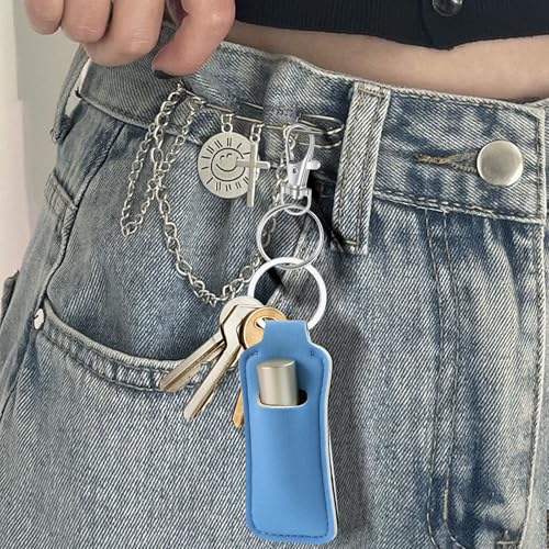 6 PCS Chapstick Holder Keychain Neoprene Lip Balm Pouch Assorted Colors