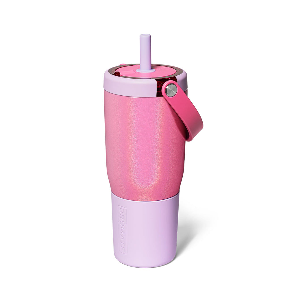 BrüMate Resa 25oz 100% Leakproof Travel Tumbler w/Handle & Straw | Flexible SoftSip Straw | Silicone Sleeve for Durability | Stainless Steel | Cup Holder & Travel Friendly Water Bottle (Cotton Candy)