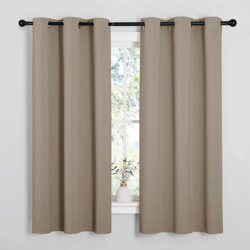 NICETOWN Blackout Curtain Panels - Thermal Insulated Draperies, 34x63 Inches, Taupe (1 Pair)