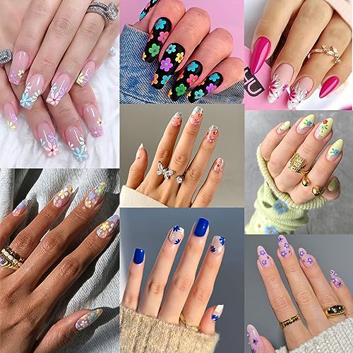 30 Sheets Floral Nail Art Stickers 3D Self-Adhesive Daisy Decals
