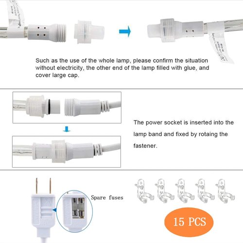 360 LED Rope Lights by [Brand Name] - 50ft Waterproof & Flexible Tube Lighting for Outdoor Decor | 8 Modes