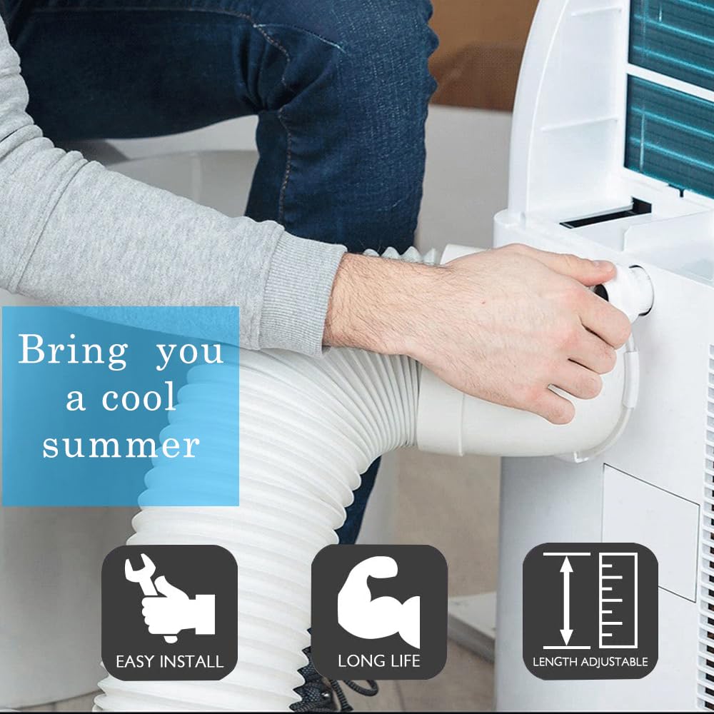 SunDiao Portable Air Conditioner Hose, Portable Exhaust Vent Hose with 5.9 Inch Diameter, Anti-Clockwise Thread, 90 Inch Length