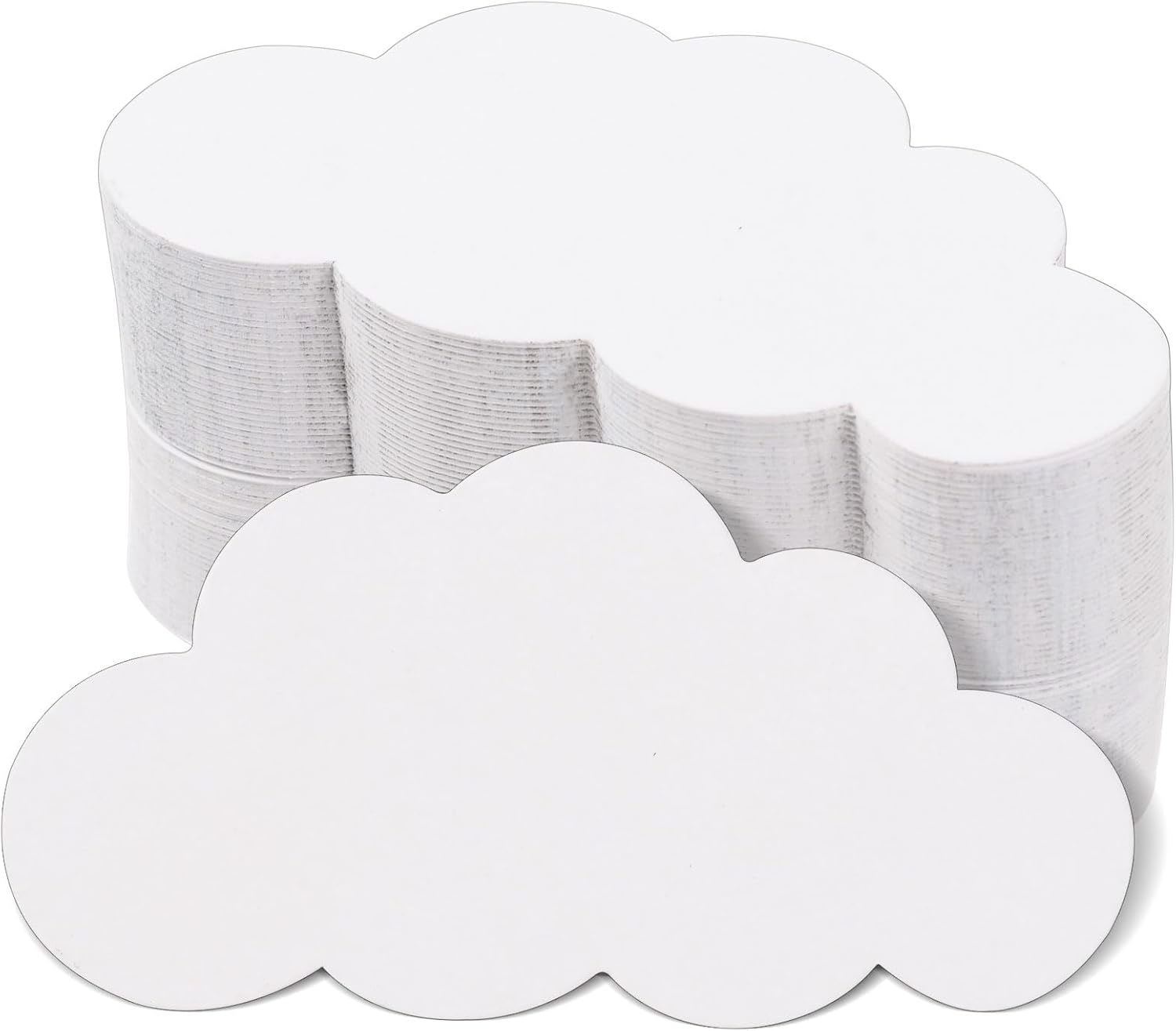MixTeach 200 Pcs White Cloud Cutouts - 4 Inch Double-Sided Paper Shapes for Classroom & Party Decor