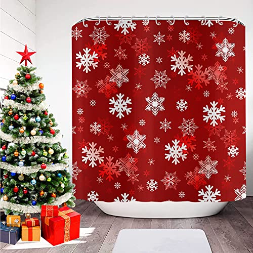 Christmas Snowflake Shower Curtain - Waterproof & Machine Washable, 72"x72"