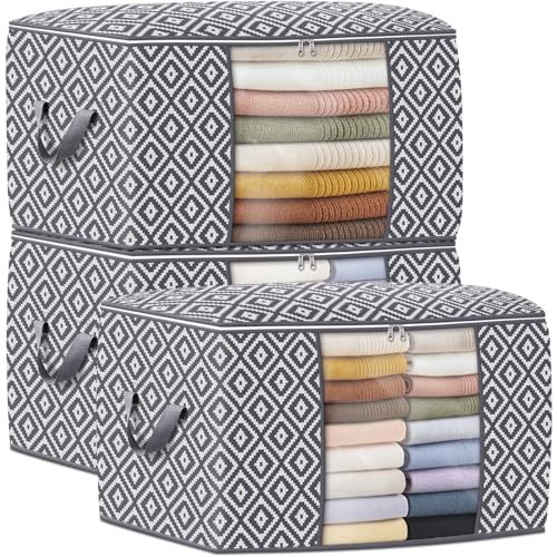 StorageTastic 100L Foldable Clothing Storage Bags - 3 Pack, Gray
