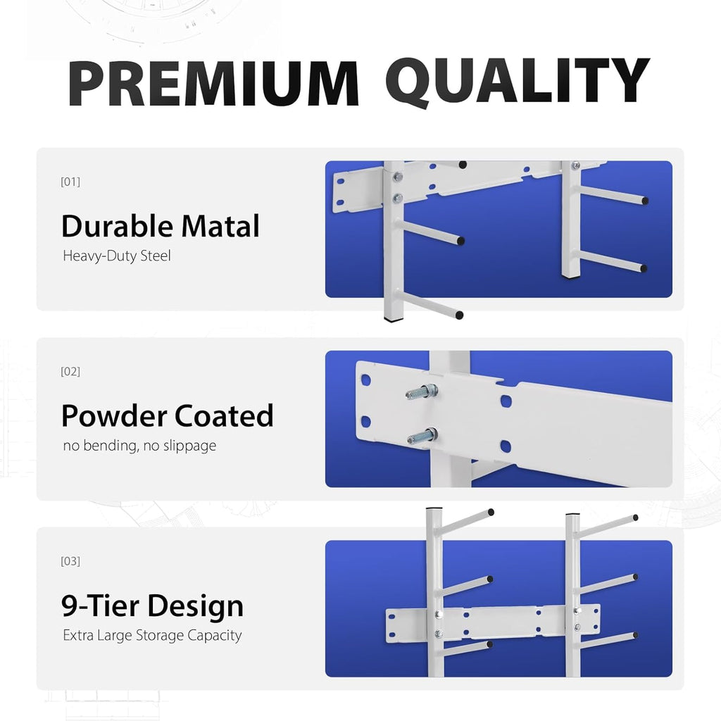 Skiennix Wall Mount Blueprint Storage Rack - Heavy Duty Roll File Holder for Plans & Posters | 320 lbs Capacity