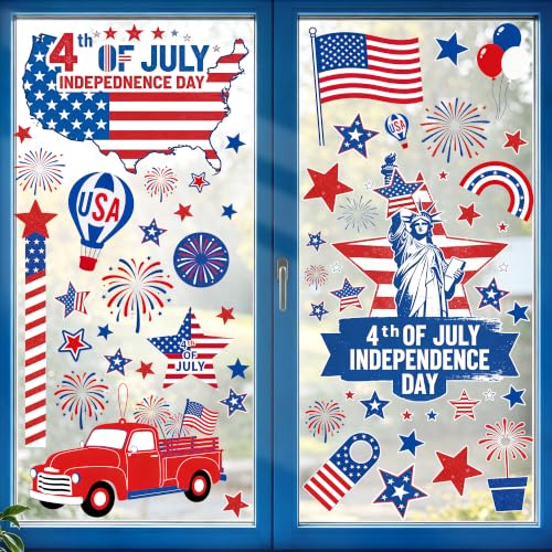 4th of July Window Clings - 9 Sheets Patriotic Decor