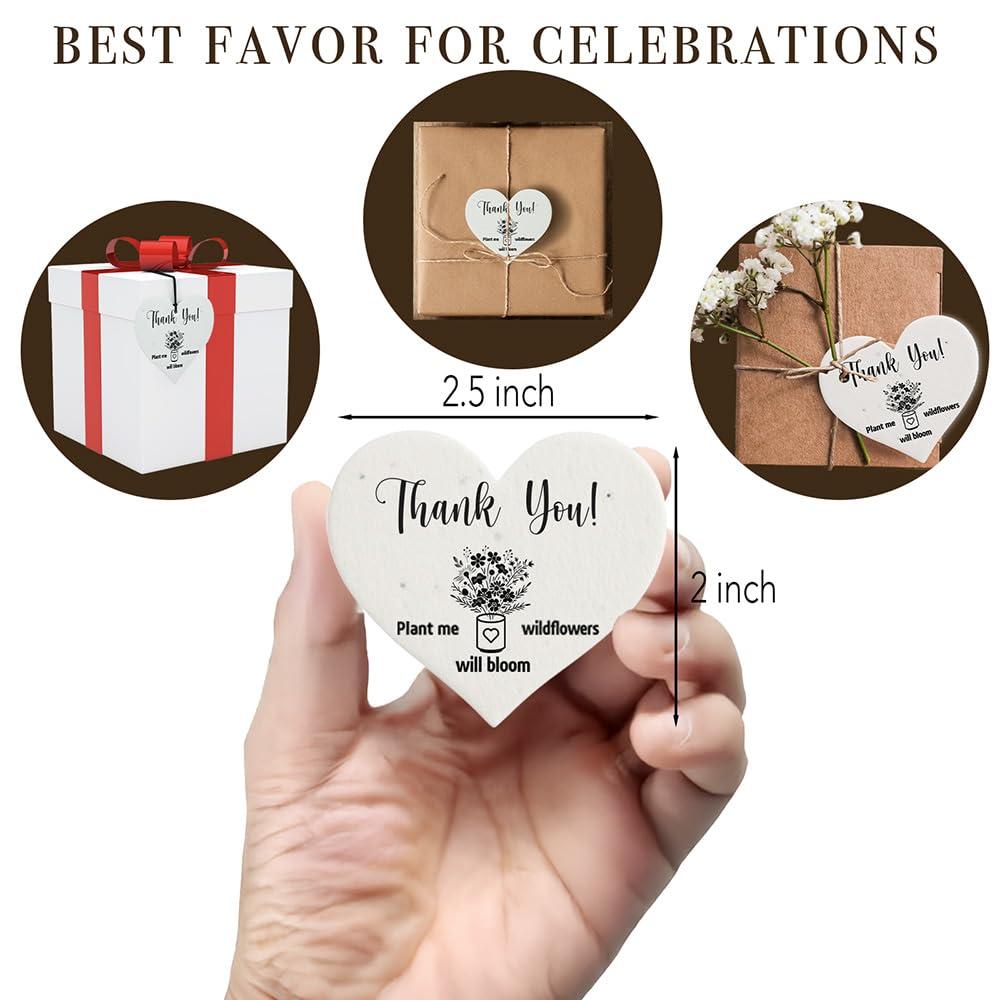 miaform 100 Pcs Plantable Seed Paper Hearts | Thank You Employee Appreciation Gifts Bulk | Party Favors for Baby Shower | Wedding Favors for Guests | Small Business Thank You Cards