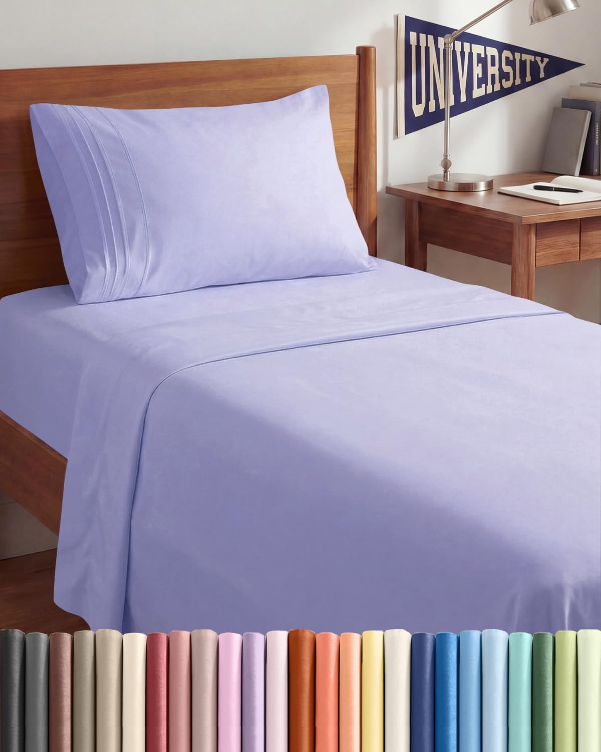 Regine Switzerland Twin XL Sheet Set - Comfy Cooling Bedding - Soft, Wrinkle-Free, Deep Pockets - Lavender