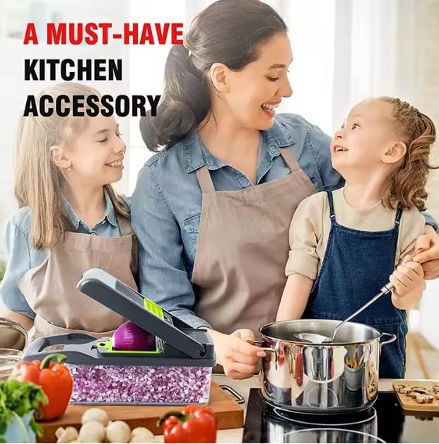 Skiennix 16-in-1 Vegetable Chopper - Multifunctional Food Prep Tool with Container & Mandoline Slicer