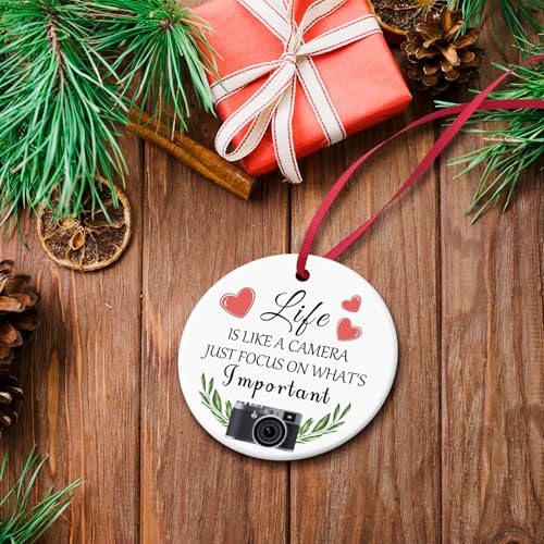 Ceramic Christmas Ornament for Photographers - Gift for Camera Lovers