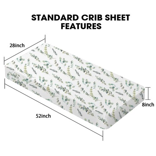 Little Grape Land Crib Sheets - Super Soft 2-Pack Fitted Sheets for Standard Cribs & Toddler Mattresses | Leaves & Green