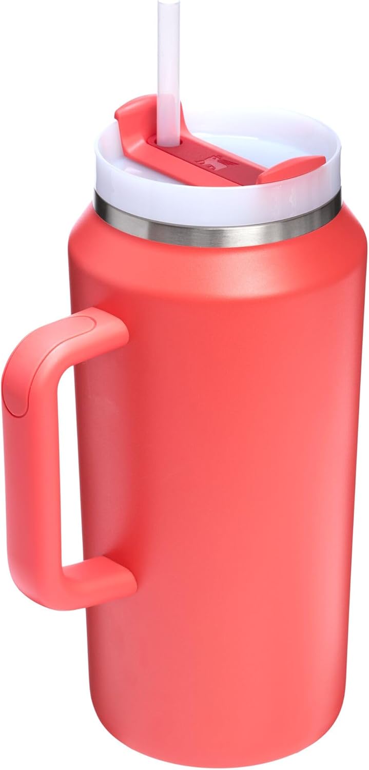 Stanley Quencher H2.0 Tumbler - 64 oz Insulated Stainless Steel Cup with Handle & Straw | Hot Coral