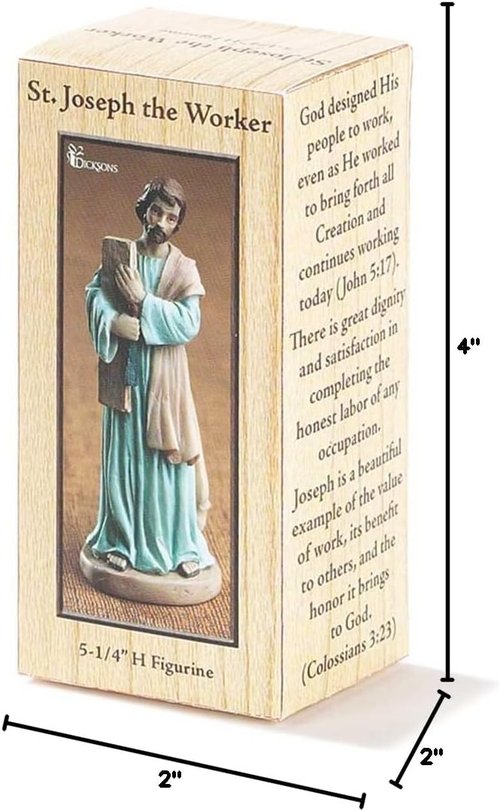 Dicksons St. Joseph The Worker Figurine - 4 x 2 Inch Resin Stone Tabletop Decor