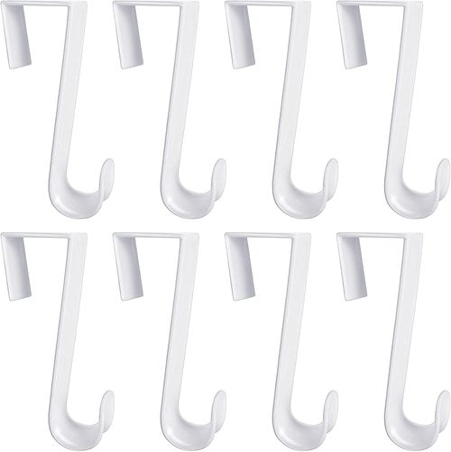 Jetec Over The Door Clothes Hooks - 8 Pcs White Plastic Hanger Set for Home & Kitchen | 4.72 Inch Long