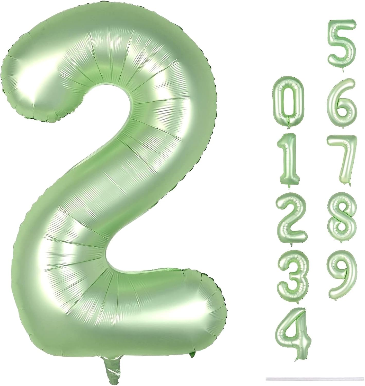 Skiennix 40" Balloon Number 2 - Sage Green Foil Balloon for 2nd, 12th, 20th Birthday & Graduation Celebrations