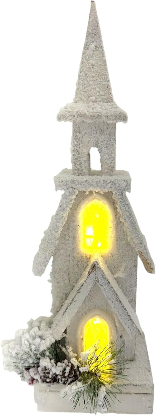 LED Timer Light-Up Church by [Brand Name] - Festive Christmas Village Decor for Mantle & Table