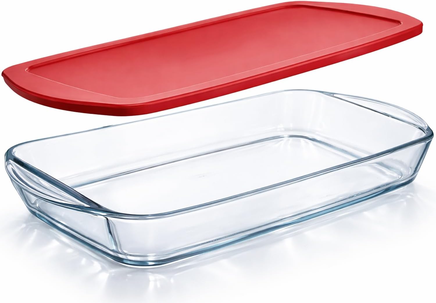 Ums 4-Qt Glass Baking Dish - Borosilicate Casserole Dish with Lid | Oven, Microwave & Dishwasher Safe (15.7'' x 9.8'' x 2.4'')