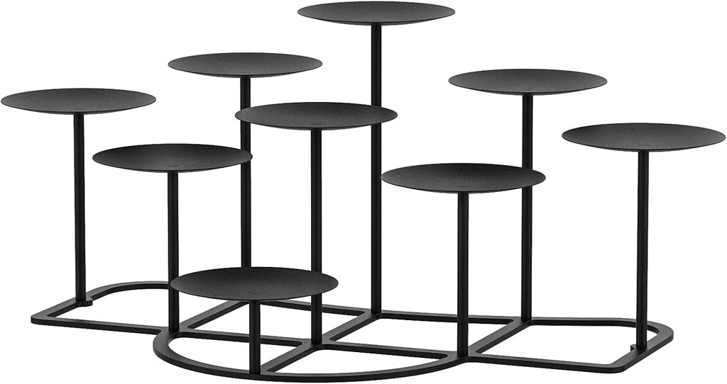 Smtyle Fireplace Candelabra - Modern Black Matte Multi-Tier Candle Holder | Geometric Design for Pillar Candles