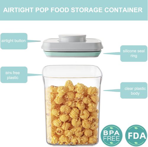 Cozey Daily Airtight Food Storage Container Pop Containers With Lids, Bpa Free for Spaghetti Cereal Flour Rice Kitchen Organizer (rectangle 520ml / 0.52qt)