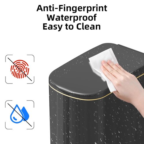 KSSKSS Slim Bathroom Trash Can - 2.6 Gallon Stainless Steel with Soft-Close Pedal | Removable Liner (Titanium Black)