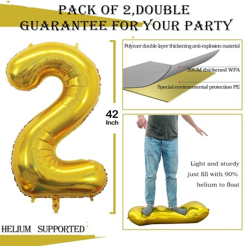 GOER 23rd Birthday Balloons - 42 Inch Jumbo Gold Foil Helium Decorations for Celebrations