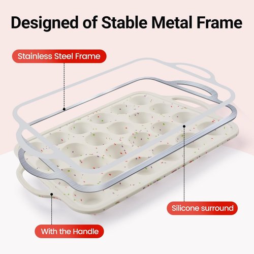 CAKETIME Silicone Muffin Pans - Nonstick Cupcake Pan Set with 12 Regular & 24 Mini Cups