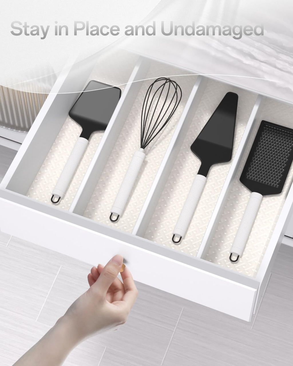 Shelf and Drawer Liner for Kitchen Cabinet, Non-Adhesive 24in x 240in Waterproof Contact Paper Refrigerator Liners Thickened Durable EVA Material Non Slip Mat for Dresser Cupboard Pantry Protector
