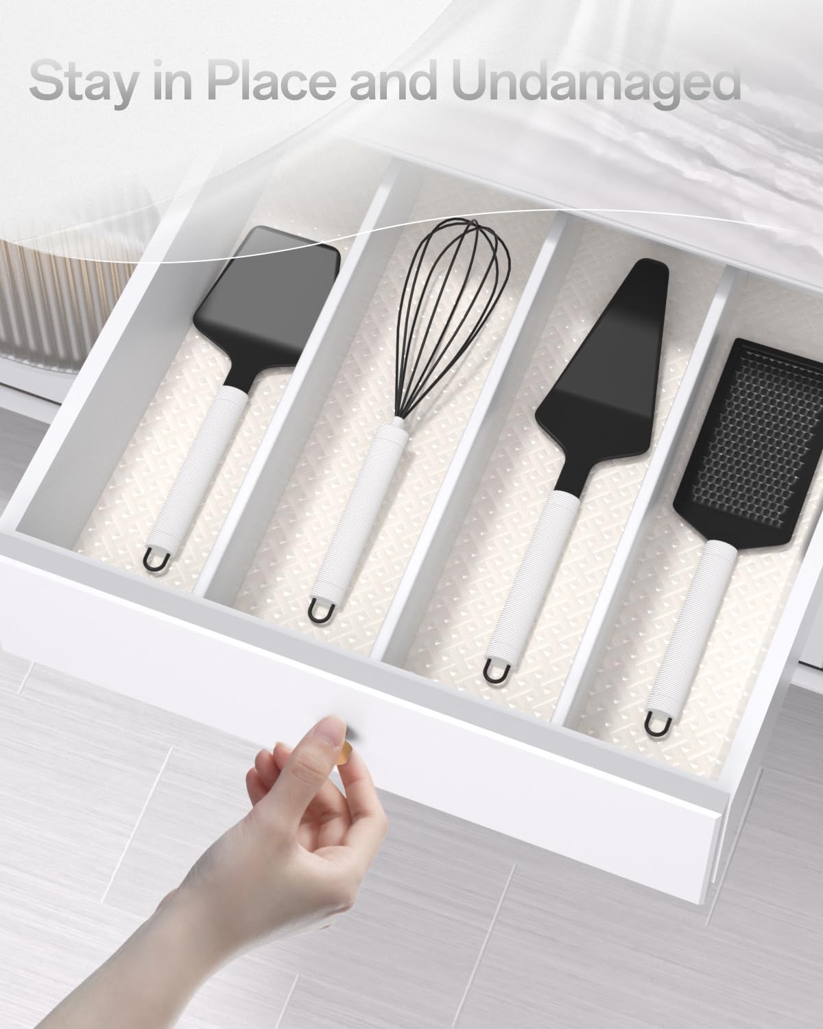 Shelf and Drawer Liner for Kitchen Cabinet, Non-Adhesive 24in x 240in Waterproof Contact Paper Refrigerator Liners Thickened Durable EVA Material Non Slip Mat for Dresser Cupboard Pantry Protector