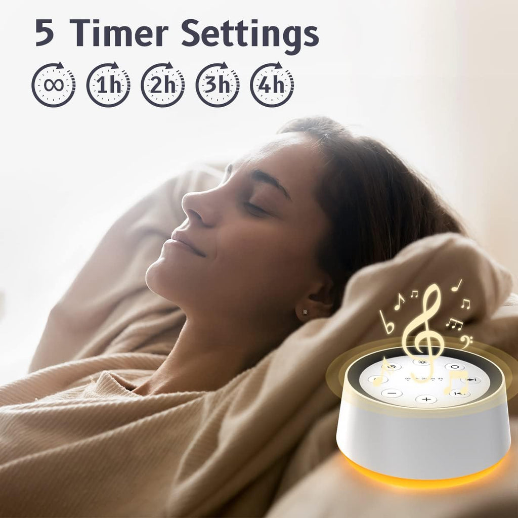 Skiennix Brown Noise Sound Machine - 30 Soothing Sounds & 12 Color Night Light | Memory Function & 36 Volume Levels