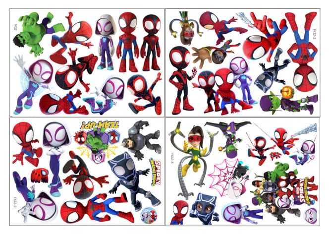 37-Piece Spider-Themed Wall Stickers for Kids - Removable Vinyl Decals
