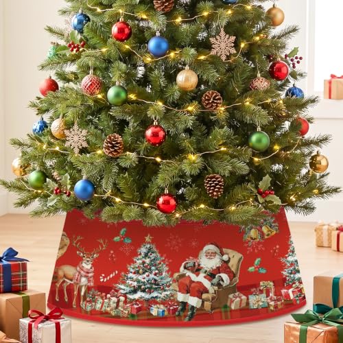 Christmas Tree Collar with Santa Claus Design - Red Santa Variation, Adjustable Fit