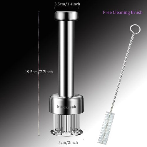 hillokyeah Meat Tenderizer Tool, with 21 Needles Retractable Safety Guard, 304 Stainless Steel,for Tenderizing Beef,Steak, Chicken, Turkey, Dishwasher Safe