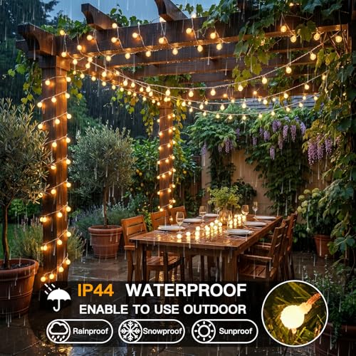 Connectable Globe String Lights - 132ft, 400 LEDs, Warm White, Remote Control, Waterproof