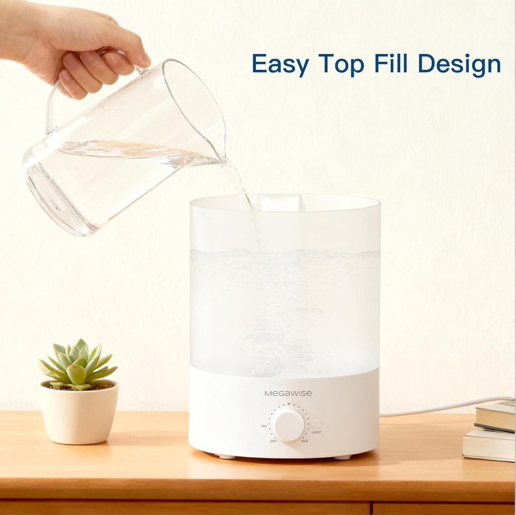 MegaWise Night Light Humidifier - 7-Color Options, 3.5L Capacity, Auto Shutoff & Essential Oil Safe