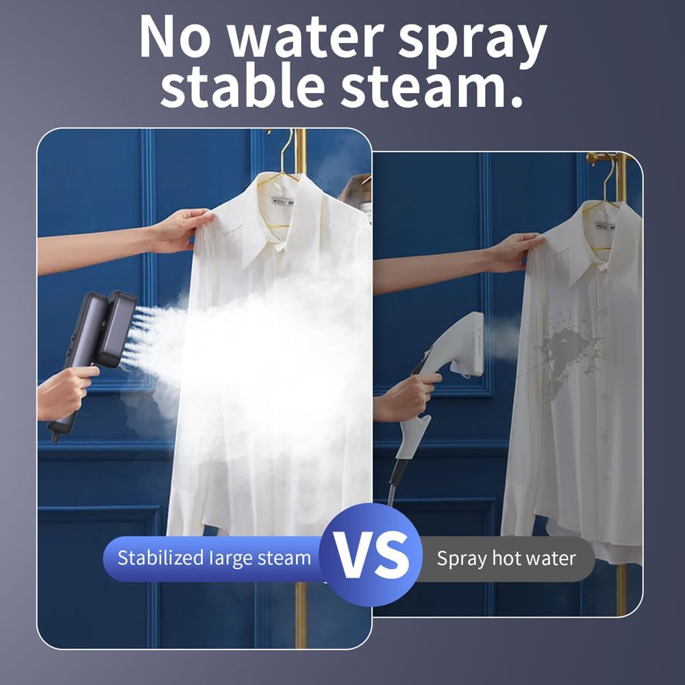 Skiennix Portable Clothes Steamer - 2-in-1 Mini Iron with Fast 30s Heat Up | Dual Voltage for Travel & Home