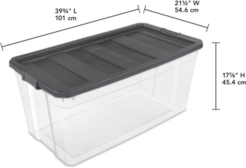 Sterilite 3-Pack Modular Stacker Boxes - Durable Clear Plastic Storage Bins with Latching Lids | 200 Quart for Closet, Bathroom & Office