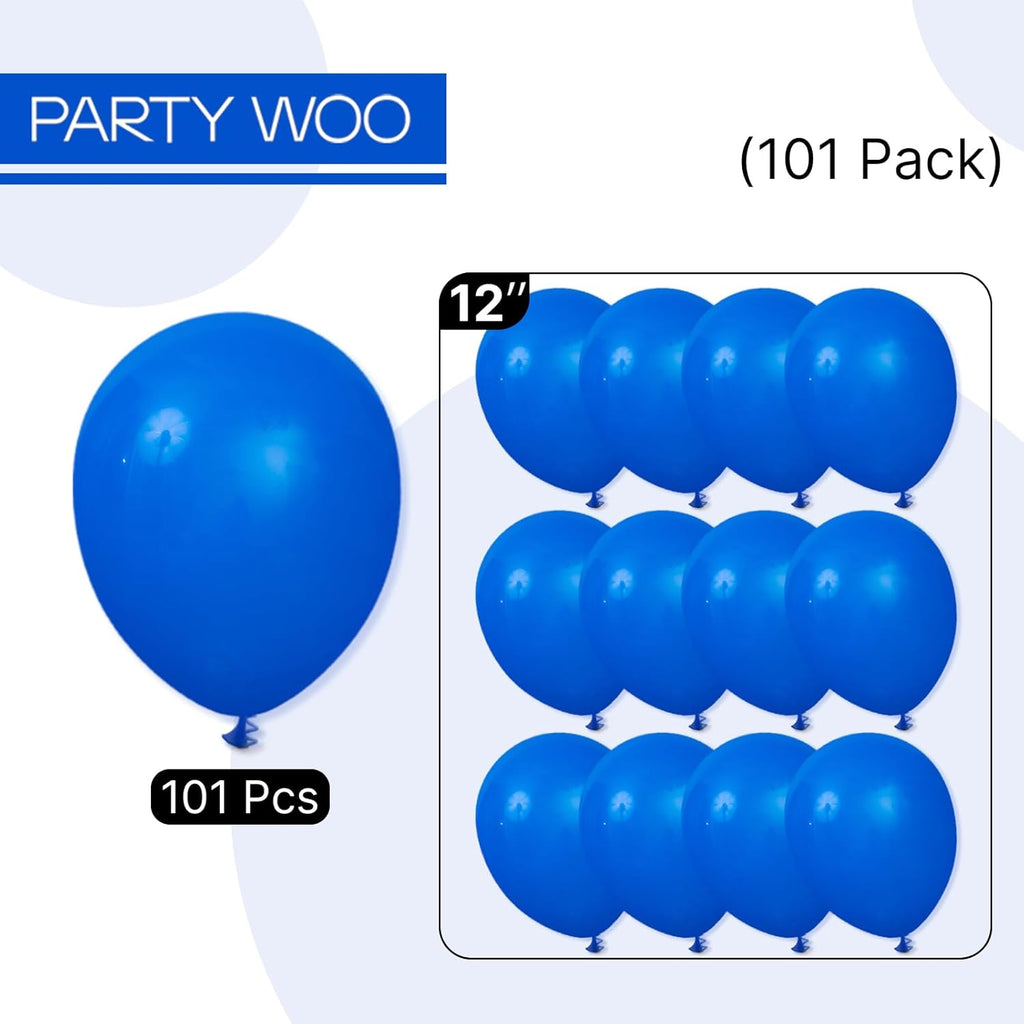 PartyWoo Royal Blue Balloons - 101pcs 12-Inch Dark Blue Latex for Weddings, Baby Showers & More