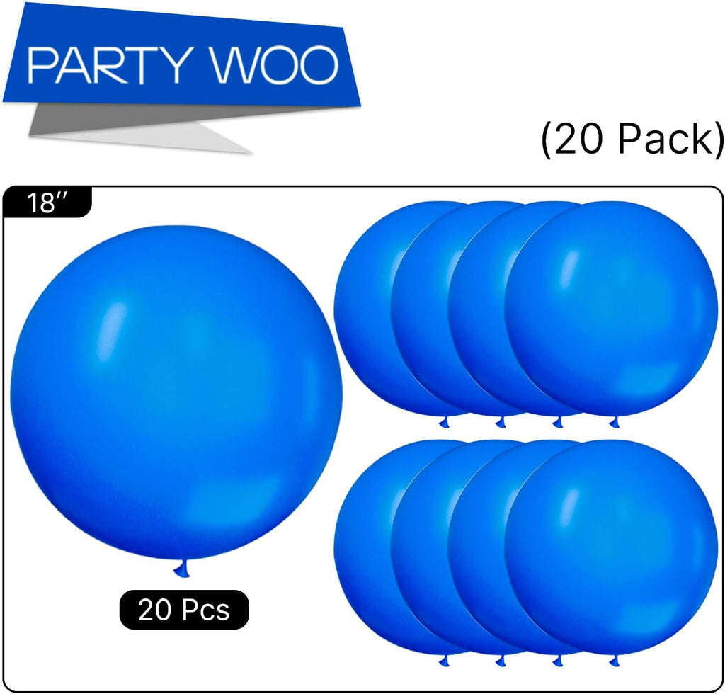 PartyWoo Royal Blue Balloons - 18 Inch Dark Blue Latex Balloons for Weddings & Celebrations | 20pcs