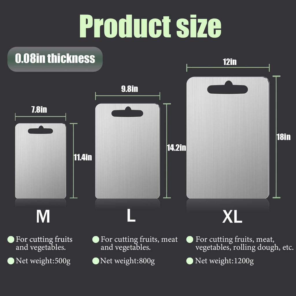 GYBETIN Titanium Cutting Board - Upgraded Thickened (0.08 in) Non-Deforming 100% Pure Titanium Cutting Boards with Non-Slip Pad, Food Grade Extra Large Cutting Boards (18 x 12 inch) (X-Large)