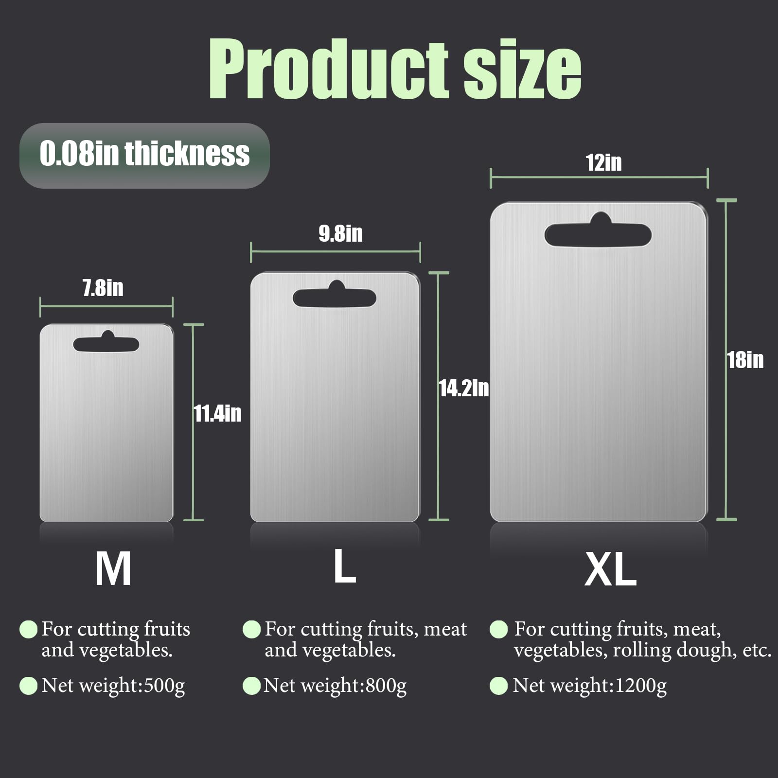 GYBETIN Titanium Cutting Board - Upgraded Thickened (0.08 in) Non-Deforming 100% Pure Titanium Cutting Boards with Non-Slip Pad, Food Grade Extra Large Cutting Boards (18 x 12 inch) (X-Large)