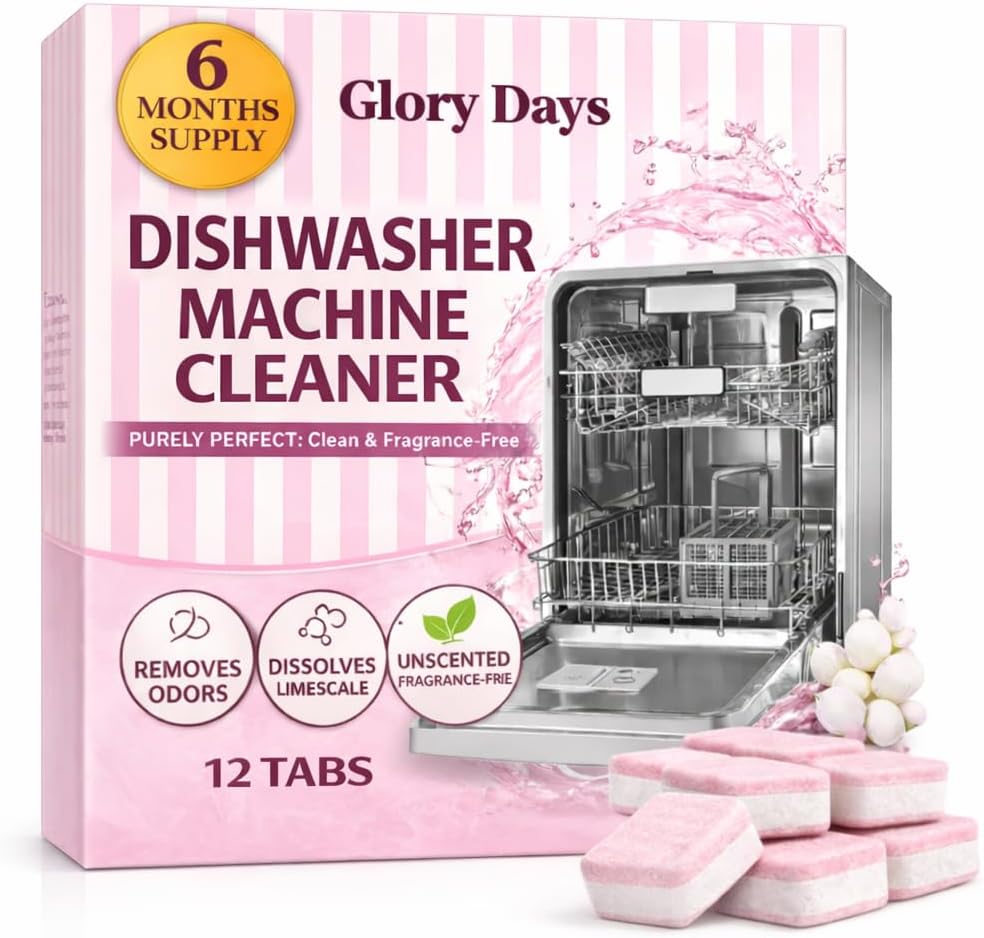 Skiennix Dishwasher Cleaner Tablets - Unscented Deep Cleaning & Deodorizing - 6-Month Supply | Eco-Friendly & Septic Safe