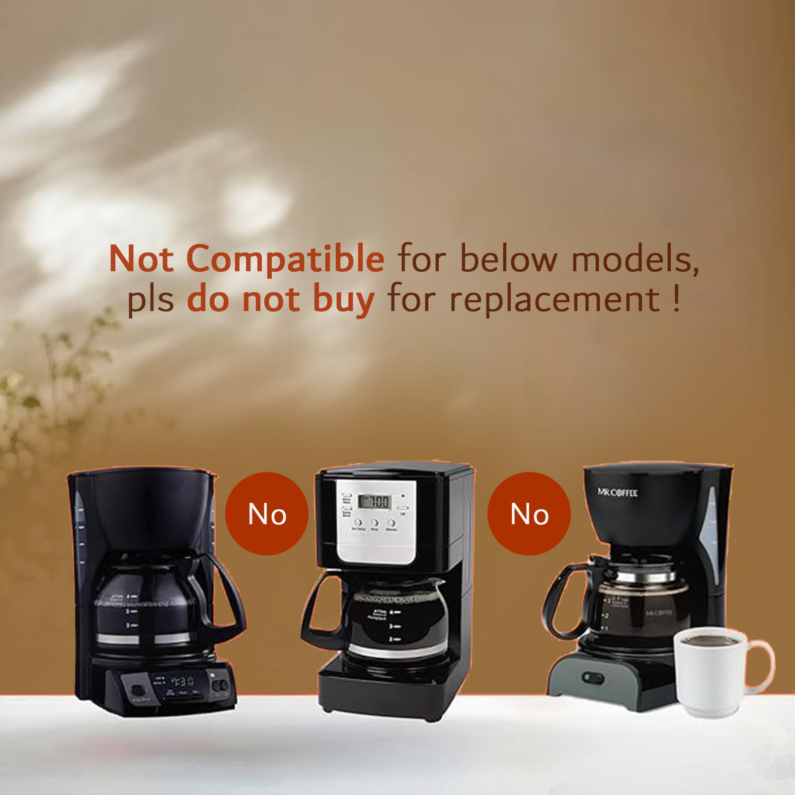 5 Cup Replacement Coffee Carafe, Fits Mr Coffee 5-cups Coffee Machines Model BVMC-PC05BL2, BVMC-SC05BL, Compatible with Gourmia GCM3510 5cups Coffee Maker, Black handle