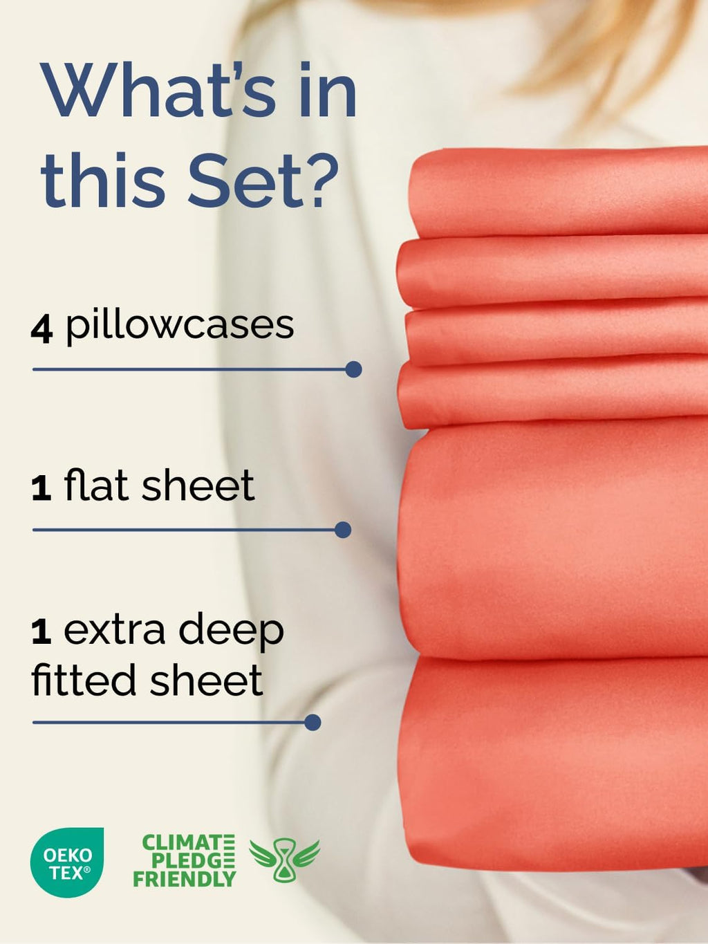 Skiennix Extra Deep Cal King Sheet Set - 6 Piece Breathable Cooling Bedding - Soft Wrinkle-Free Coral